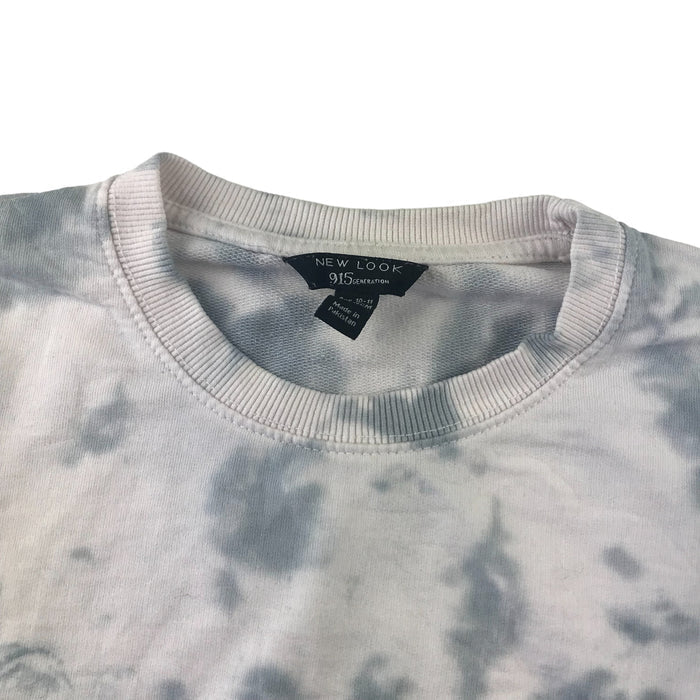 New Look 10-11 years white with grey tie dye cropped sweater