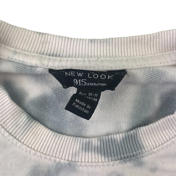 New Look 10-11 years white with grey tie dye cropped sweater