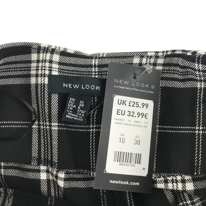 New Look womens UK 10 black and white check trousers