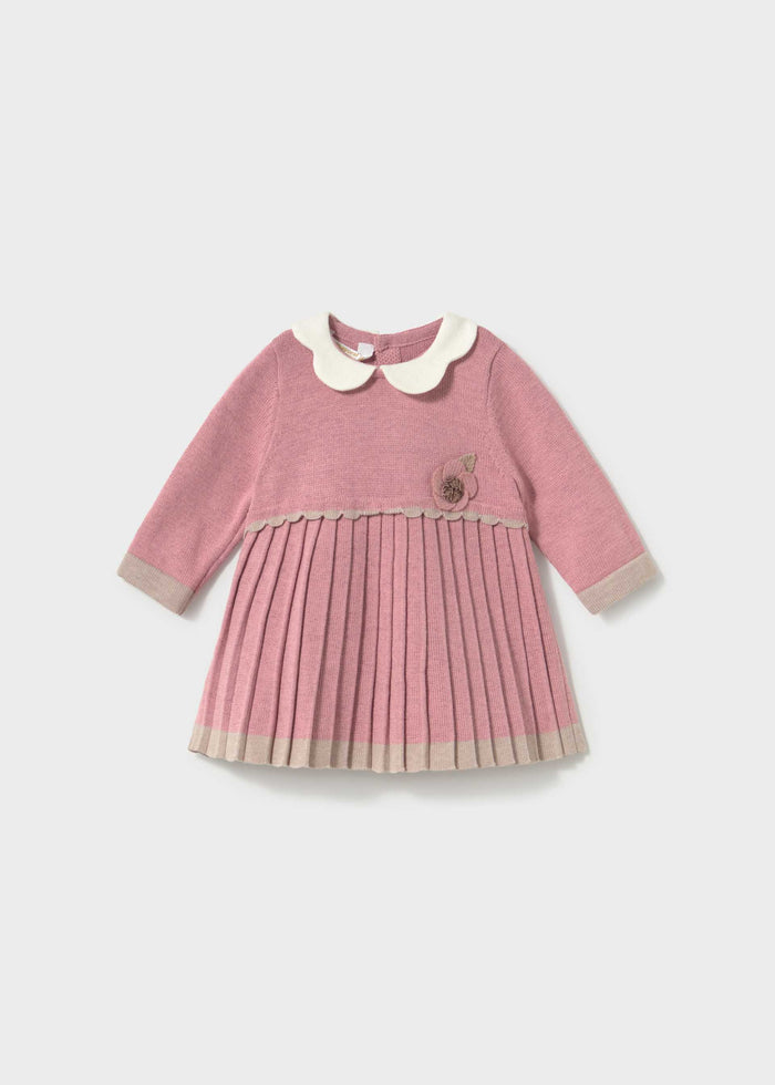Mayoral newborn girl powder pink knit dress