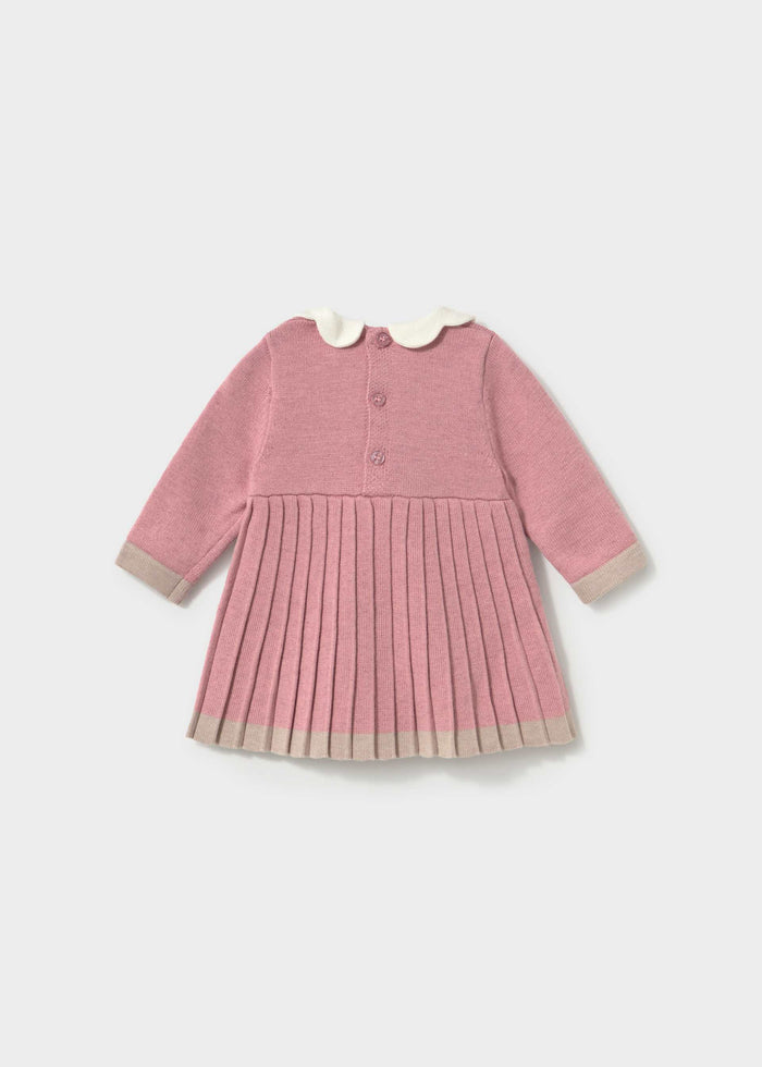Mayoral newborn girl powder pink knit dress, photo 2