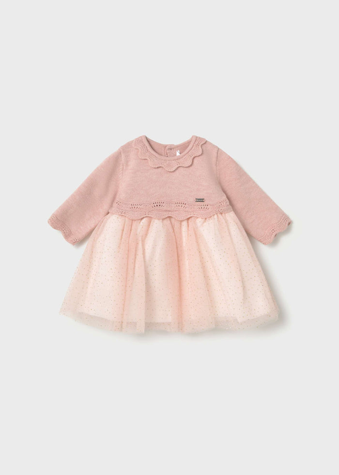 Mayoral newborn girl baby pink tulle dress