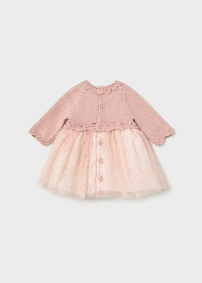 Mayoral newborn girl baby pink tulle dress, photo 2