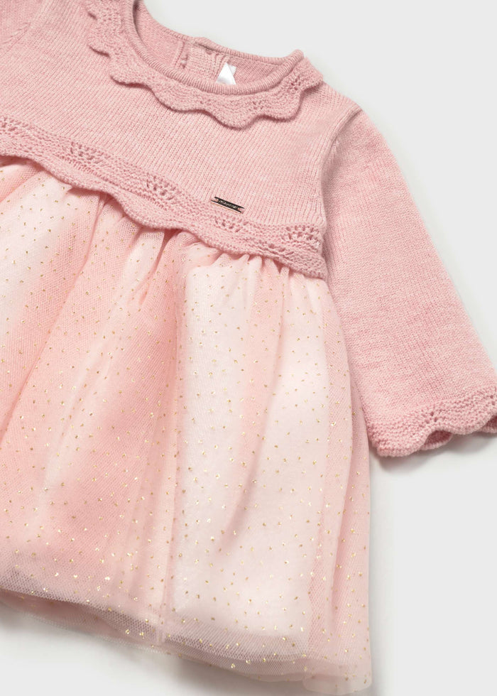 Mayoral newborn girl baby pink tulle dress, photo 3