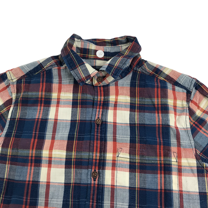 Next 10 years navy and red checked short sleeve shirt