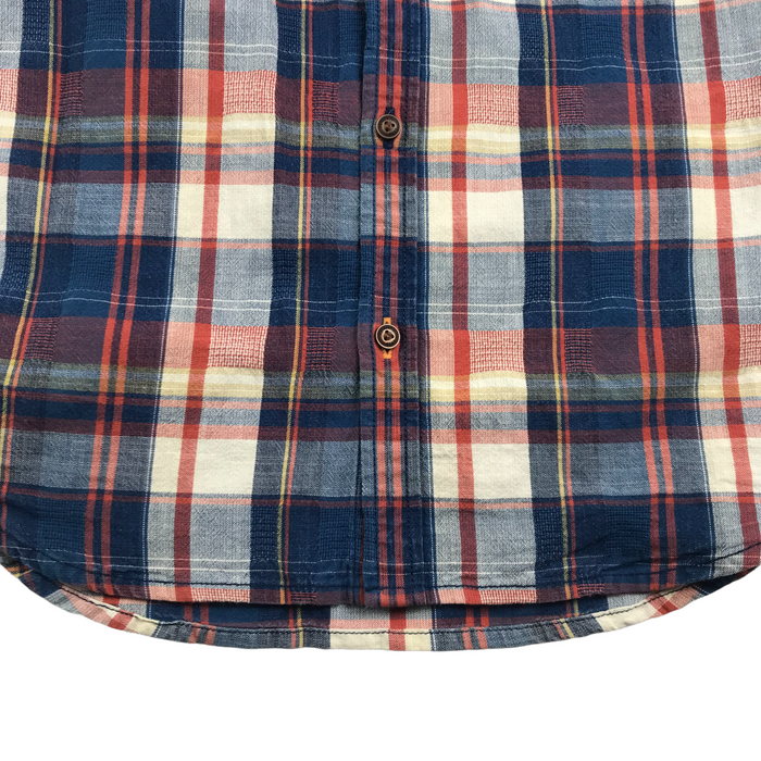 Next 10 years navy and red checked short sleeve shirt