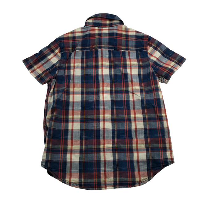 Next 10 years navy and red checked short sleeve shirt