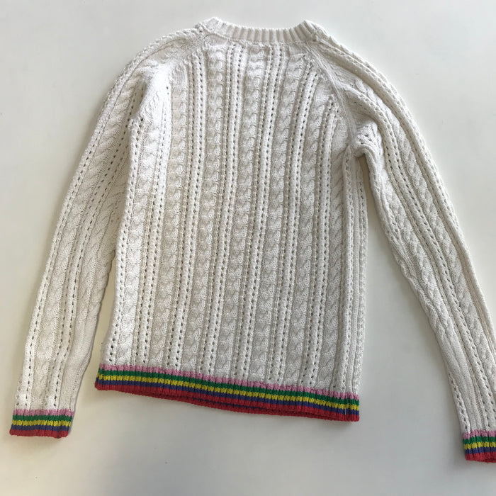 Next 11 years white cable knit coloured cuff jumper