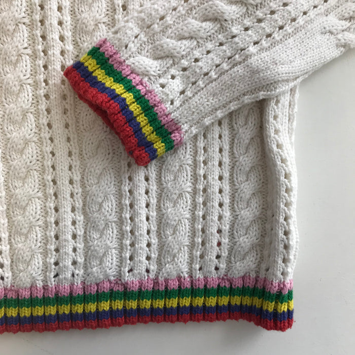 Next 11 years white cable knit coloured cuff jumper
