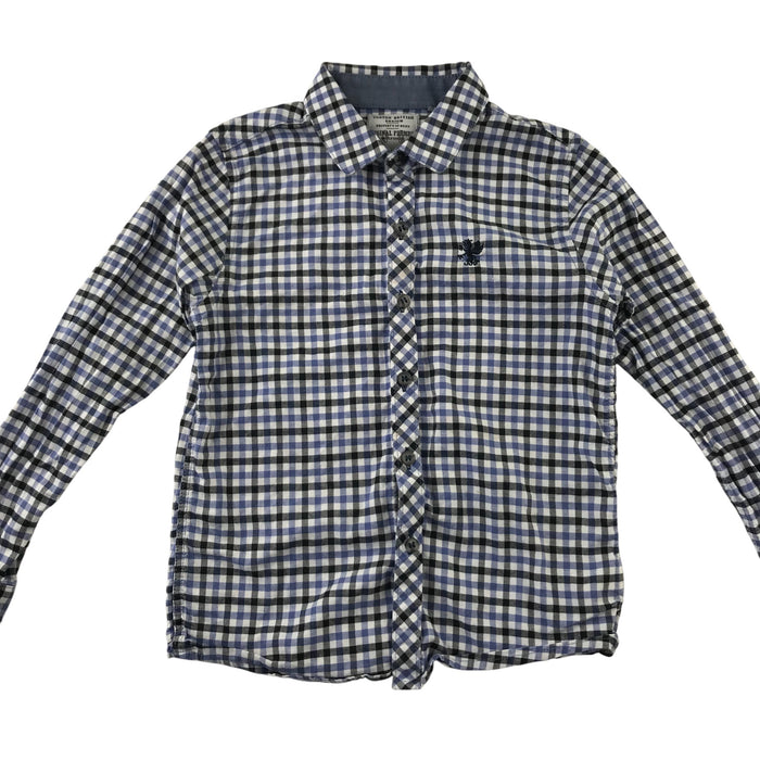 Next 4-5 years navy and blue checked cotton shirt