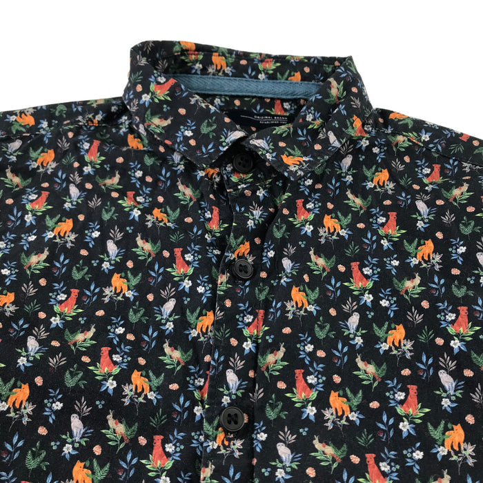 Next 5-6 years black floral animal print buttoned shirt