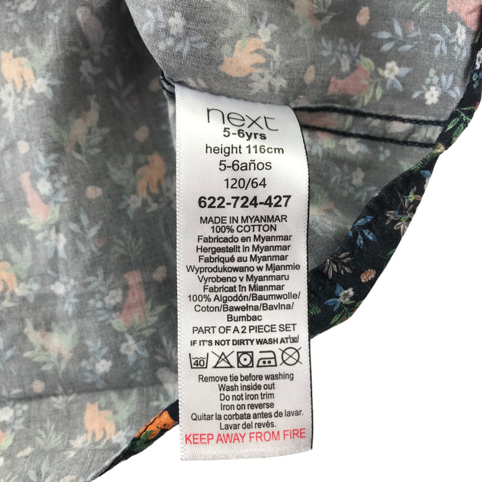 Next 5-6 years black floral animal print buttoned shirt