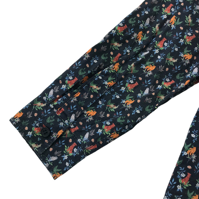 Next 5-6 years black floral animal print buttoned shirt