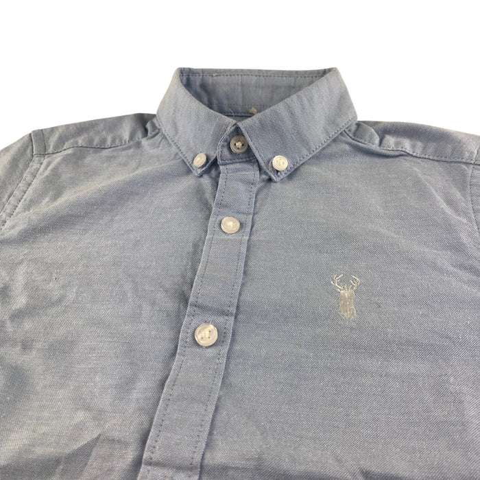 Next 5-6 years blue plain with embordered stag shirt