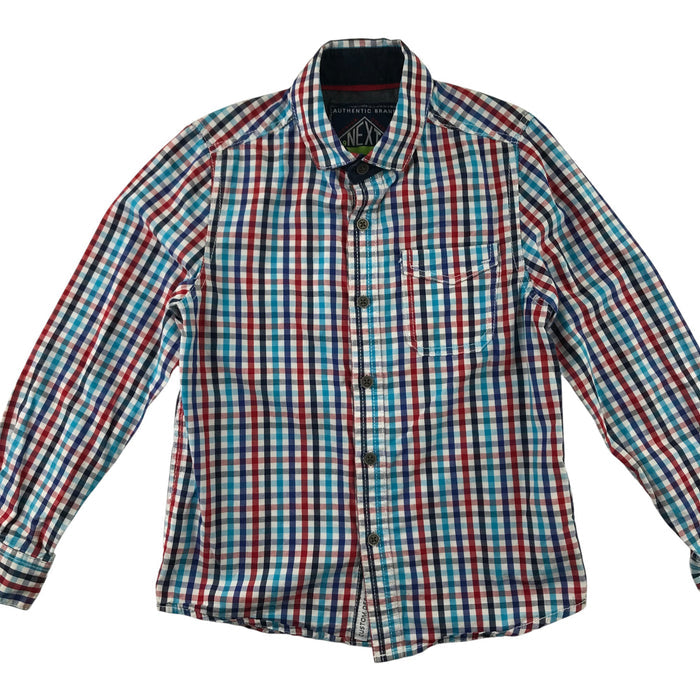 Next 5-6 years red and blue checked buttoned cotton shirt