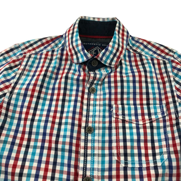 Next 5-6 years red and blue checked buttoned cotton shirt