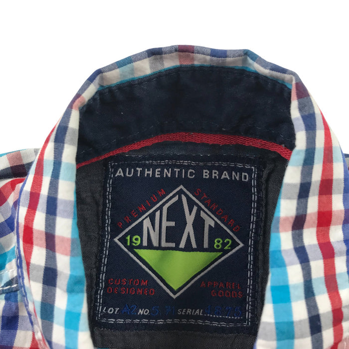 Next 5-6 years red and blue checked buttoned cotton shirt