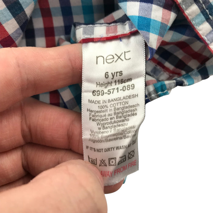 Next 5-6 years red and blue checked buttoned cotton shirt
