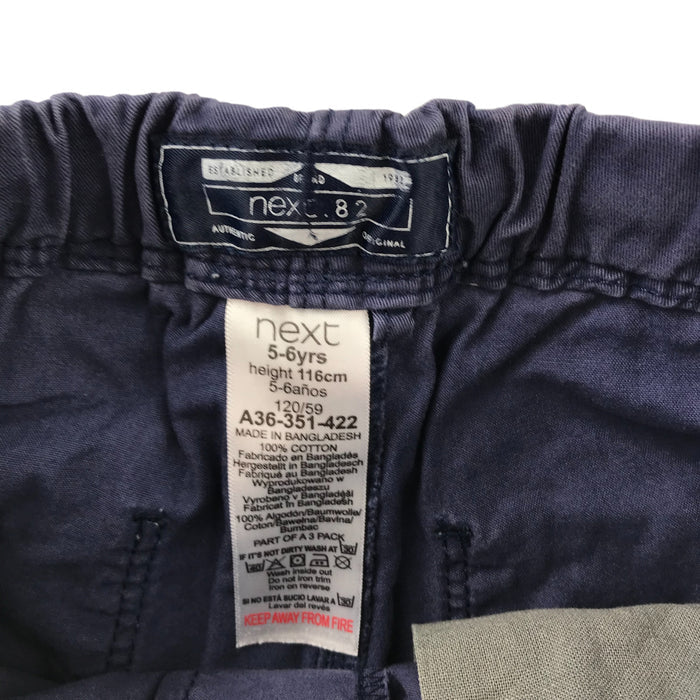 Next 5 navy and beige elasticated with pockets cotton two pairs shorts