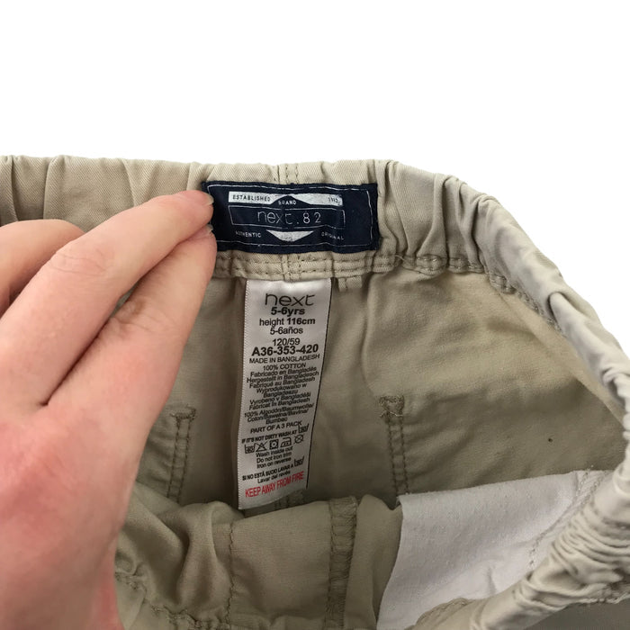 Next 5 navy and beige elasticated with pockets cotton two pairs shorts