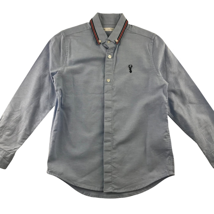 Next 6-7 years blue plain with logo and striped collar shirt