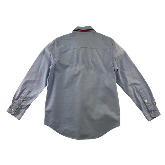 Next 6-7 years blue plain with logo and striped collar shirt