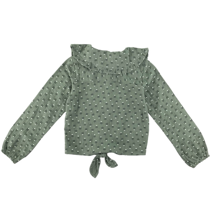 Next 6-7 years khaki floral pilgrim collar blouse