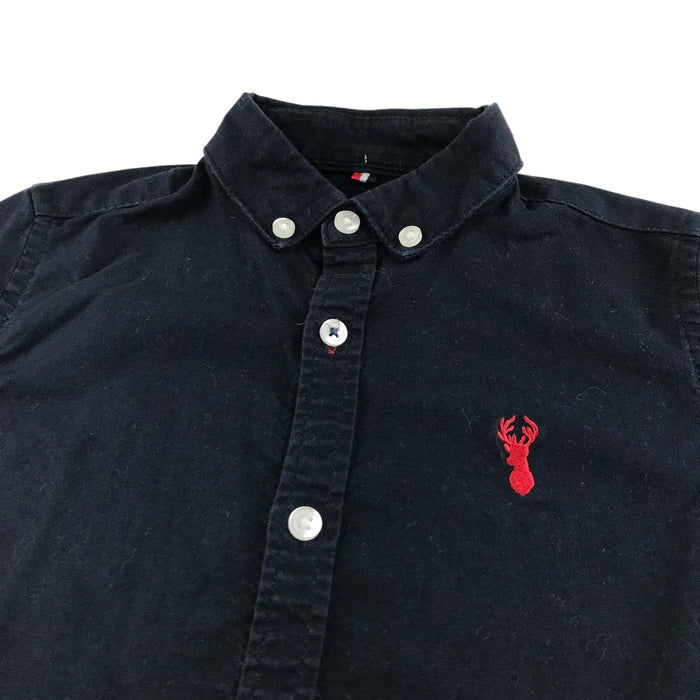 Next 6-7 years navy plain with embroidered stag shirt