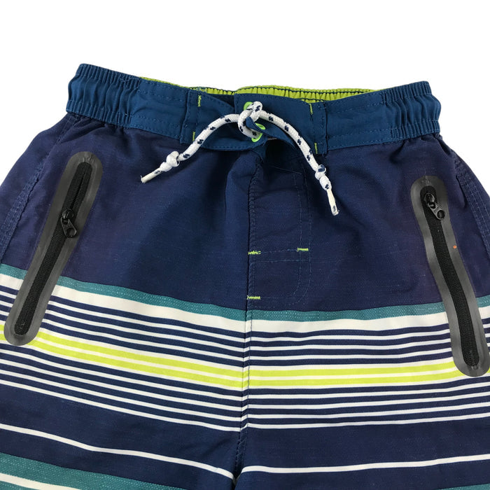 Next 7-8 years navy green striped swim trunks