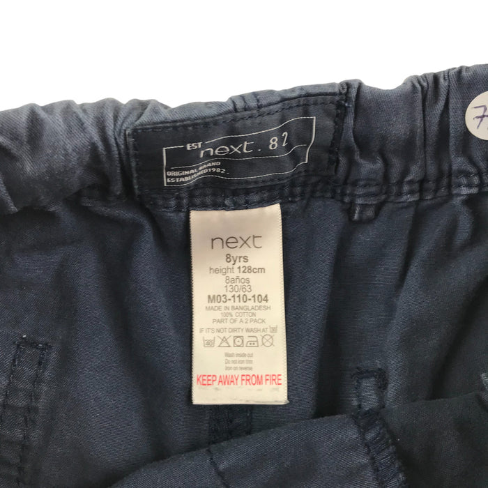 Next 7-8 years navy plain elasticated waist cotton shorts