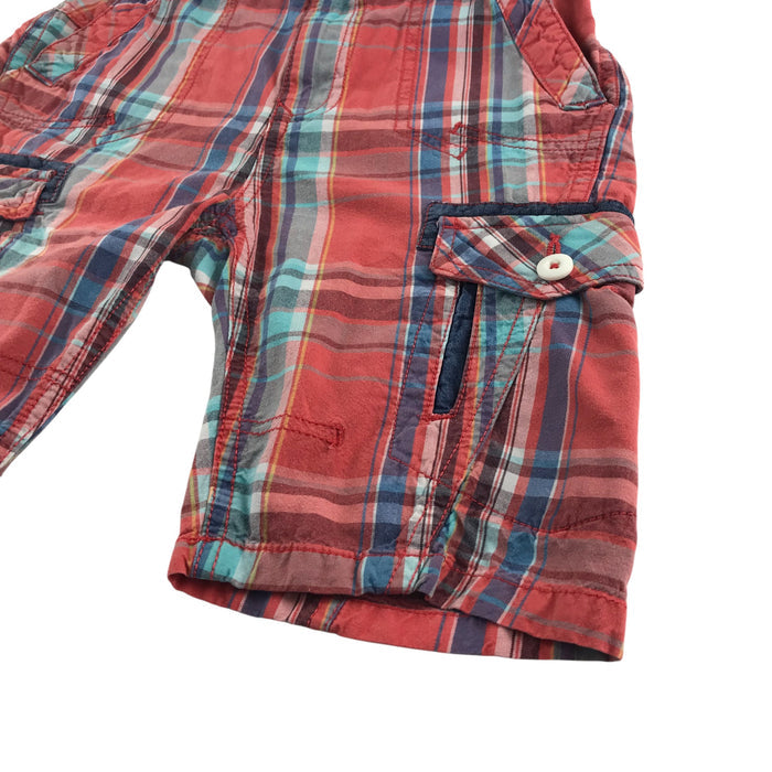 Next 7-8 years red checked cargo style cotton shorts