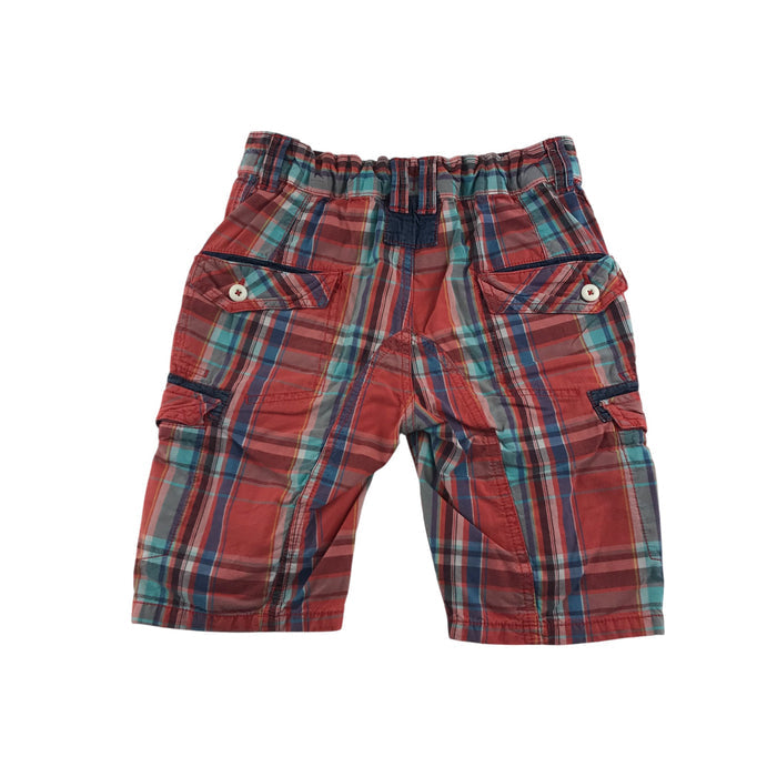 Next 7-8 years red checked cargo style cotton shorts