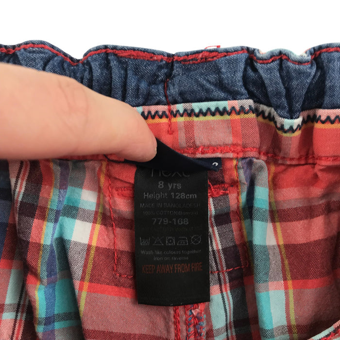 Next 7-8 years red checked cargo style cotton shorts