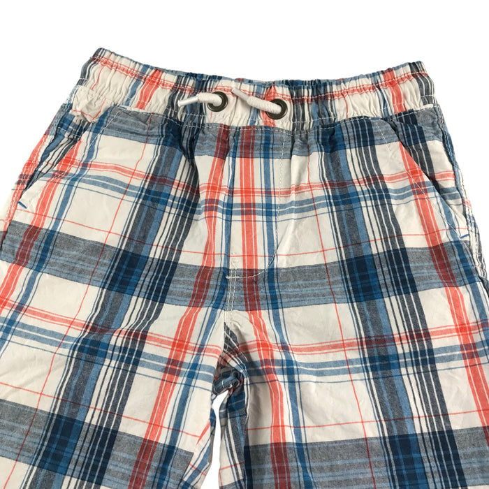 Next 7-8 years white blue and red checked cotton shorts