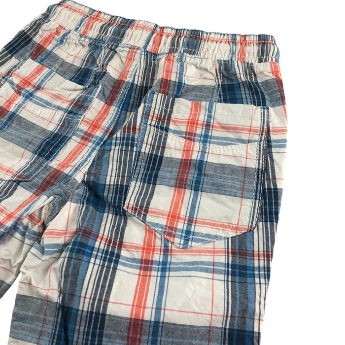 Next 7-8 years white blue and red checked cotton shorts