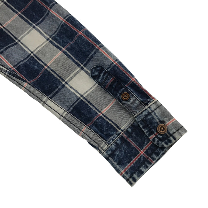 Next 8-9 years grey navy and red checked buttoned cotton shirt
