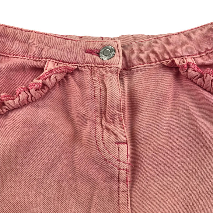 Next 8-9 years washed out red denim with frilled pockets cotton shorts
