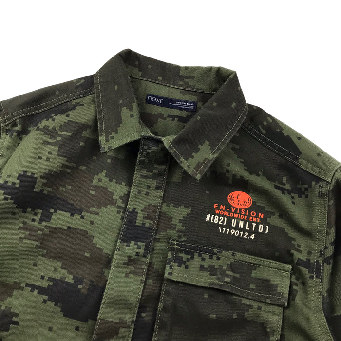 Next 8 years khaki green pixelated camouflague shirt
