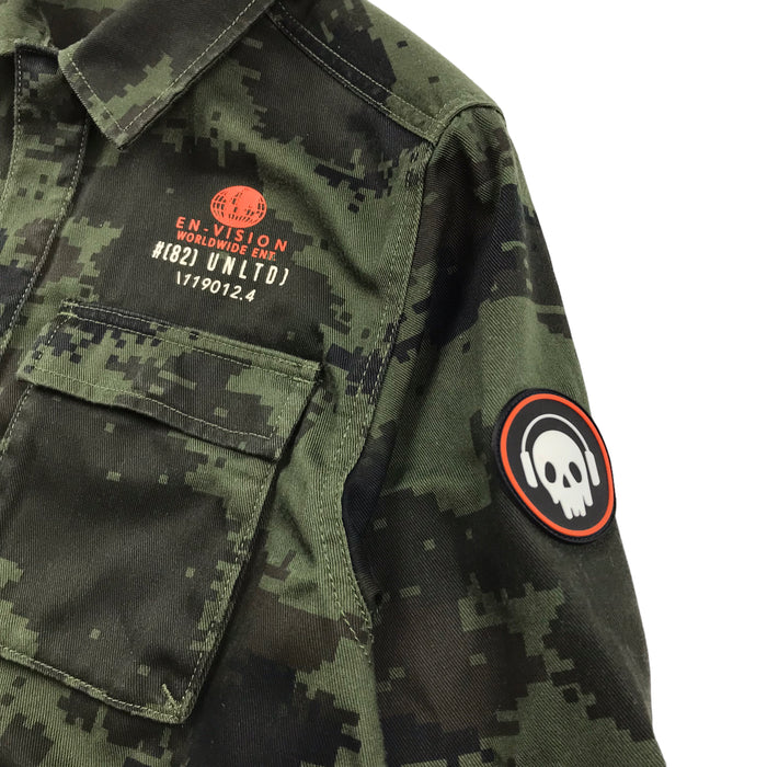 Next 8 years khaki green pixelated camouflague shirt
