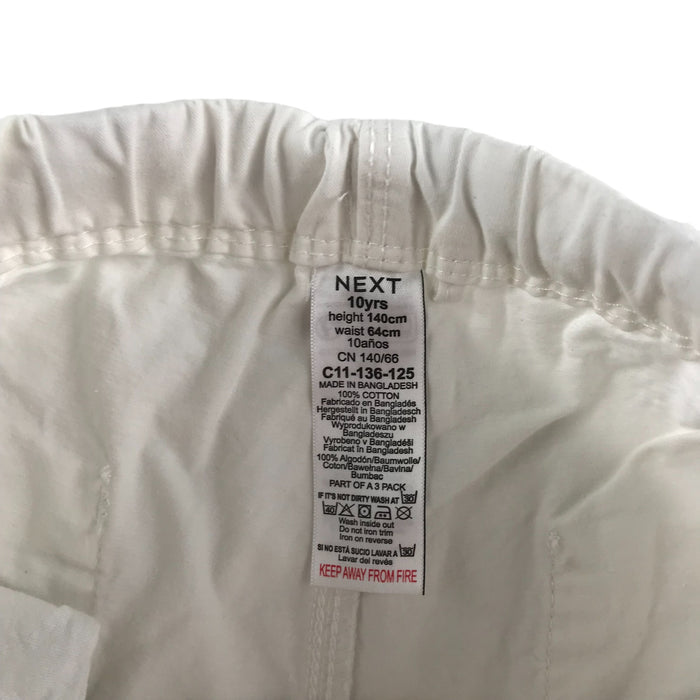 Next 9-10 years white plain elasticated waist cotton shorts