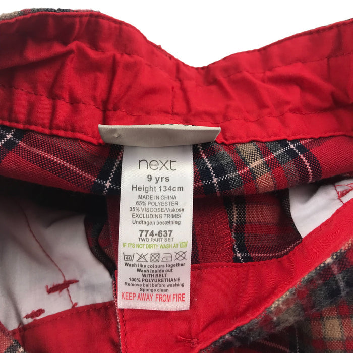Next 9 years red checked knitted texture shorts