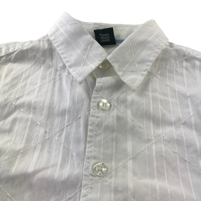 Next 9 years white vertical striped long sleeve buttoned shirt
