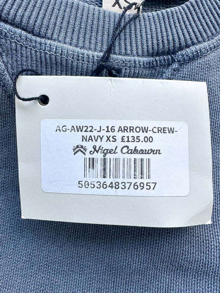 Nigel Cabourn Embroidered Arrow Crew Sweatshirt In Navy Oversized
