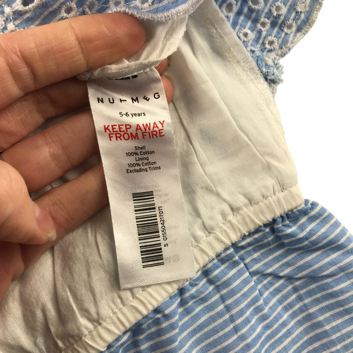 Nutmeg 5-6 years blue stripy playsuit
