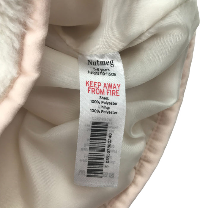 Nutmeg 5-6 years white and peach button neck fleece