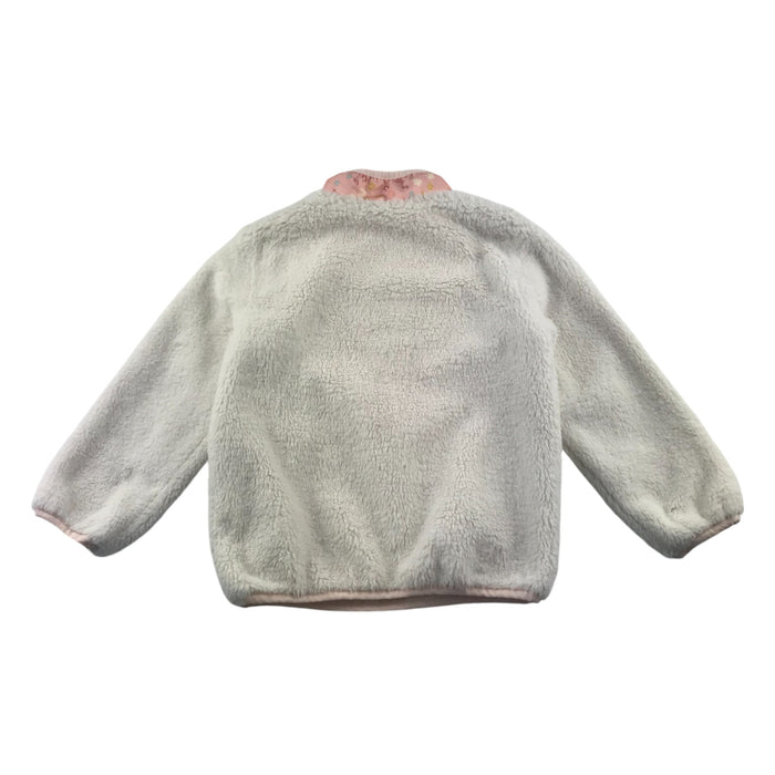 Nutmeg 5-6 years white and peach button neck fleece