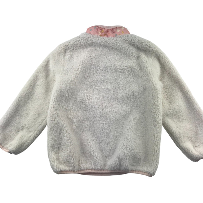 Nutmeg 5-6 years white and peach button neck fleece