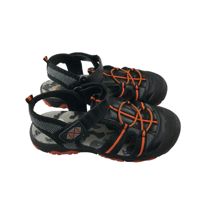Nutmeg size UK 11 (jr) black orange walking sandals