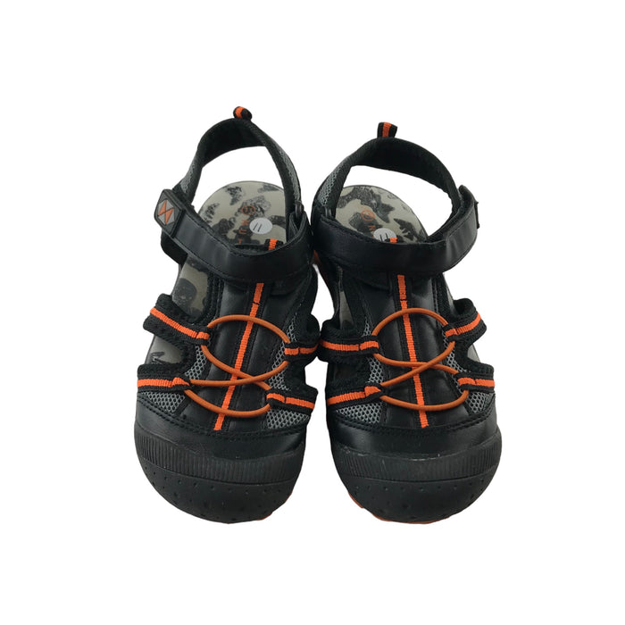 Nutmeg size UK 11 (jr) black orange walking sandals