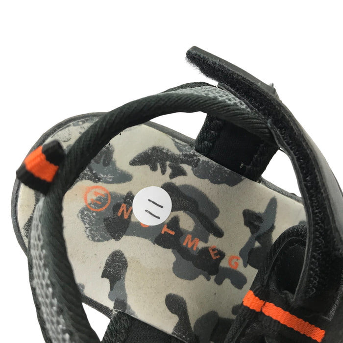 Nutmeg size UK 11 (jr) black orange walking sandals